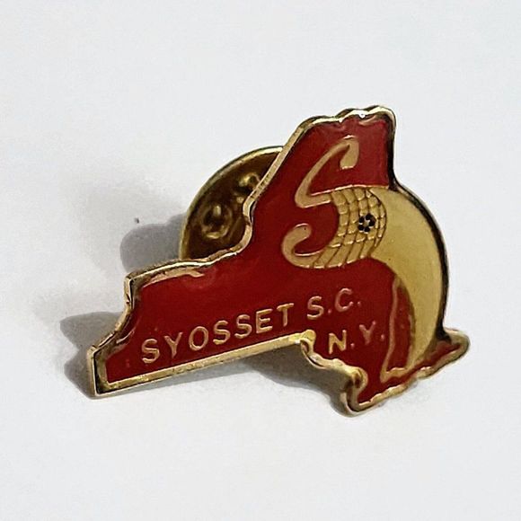 Vintage Syosset NY Soccer Club Enamel Pin Red Gold Limited Pin Football Club - Picture 3 of 6